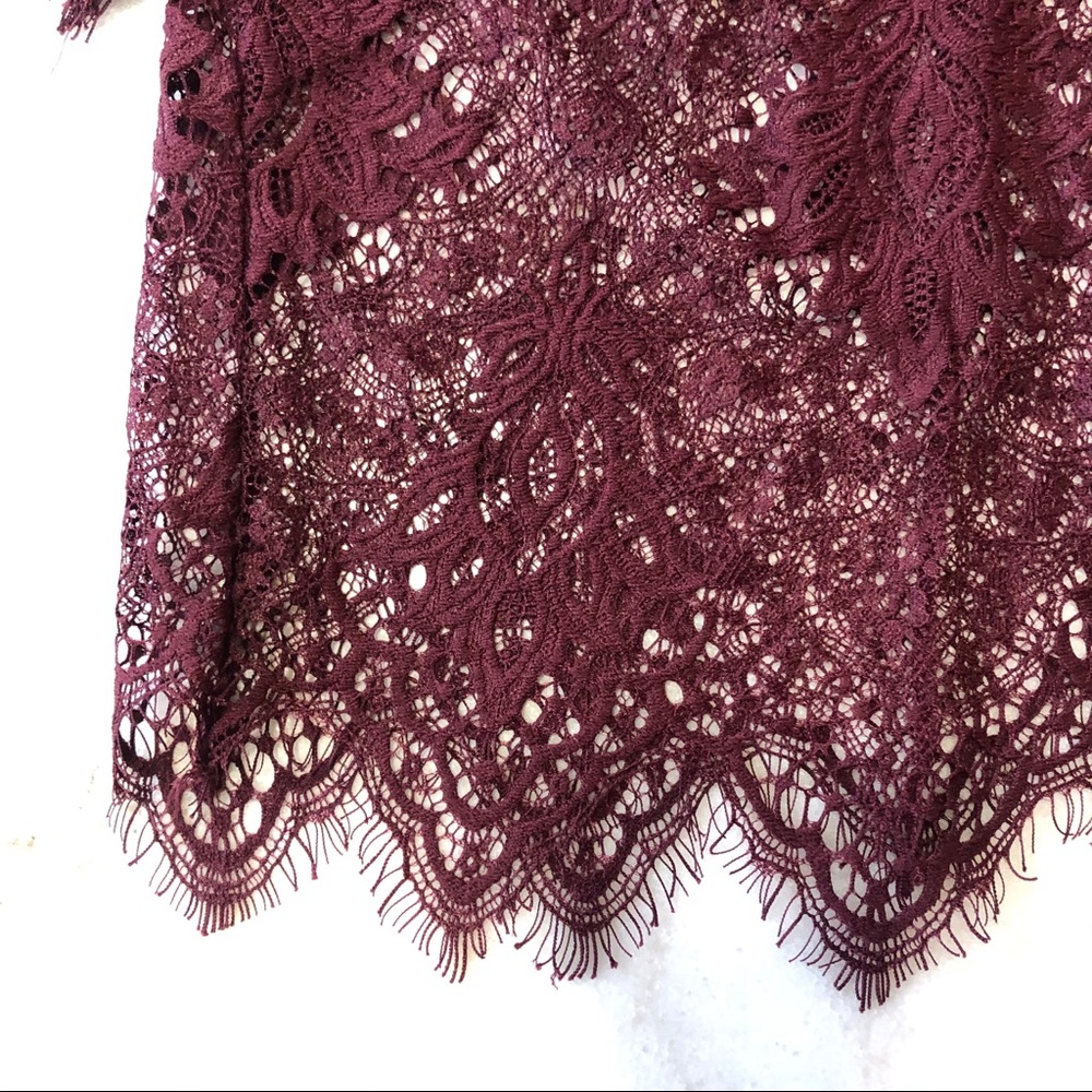 Lace Crop Shirt Maroon Colour Forever 21 - Picture 4 of 10